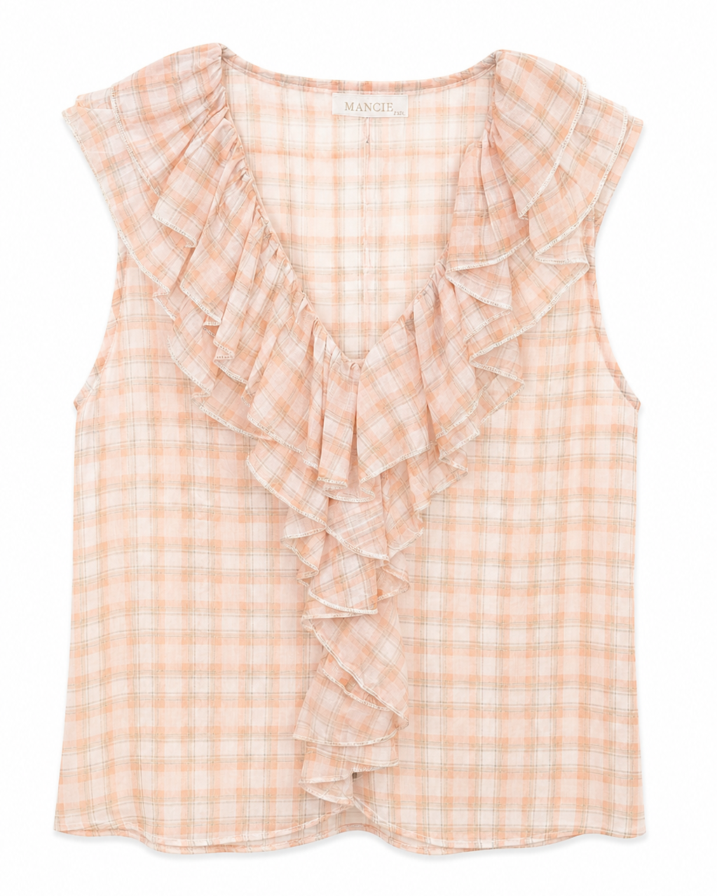 BLUSA VOLANTE ESTMPADO CUADROS