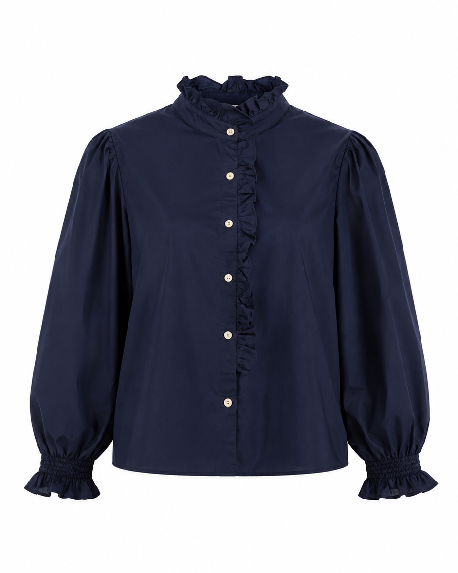 CAMISA ALGODÓN CUELLO FRUNCIDO