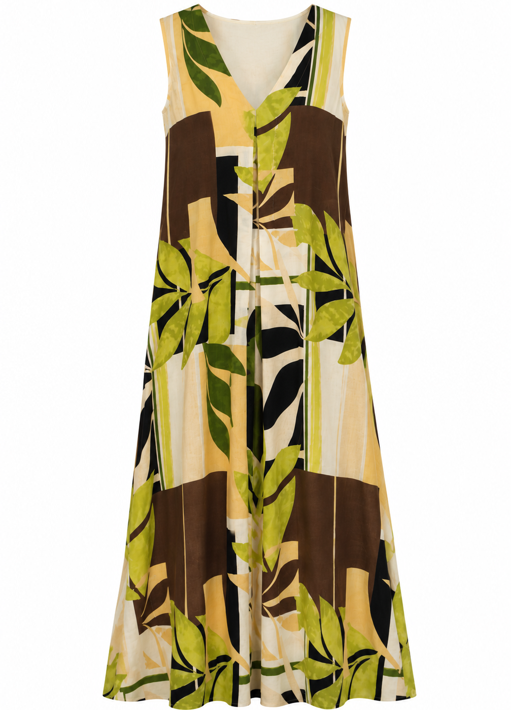 VESTIDO LARGO ESTAMPADO TROPICAL