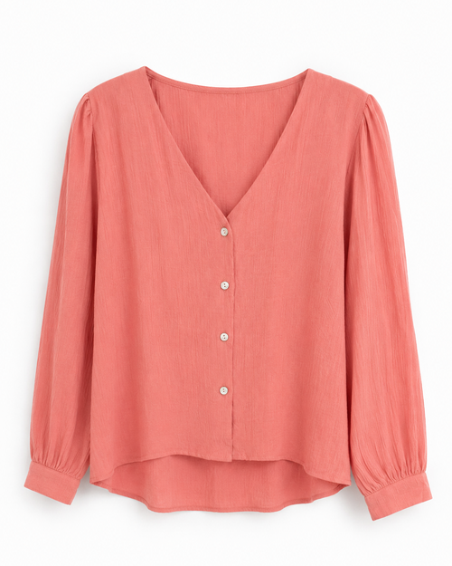 BLUSA EN CUELLO V TEXTURA