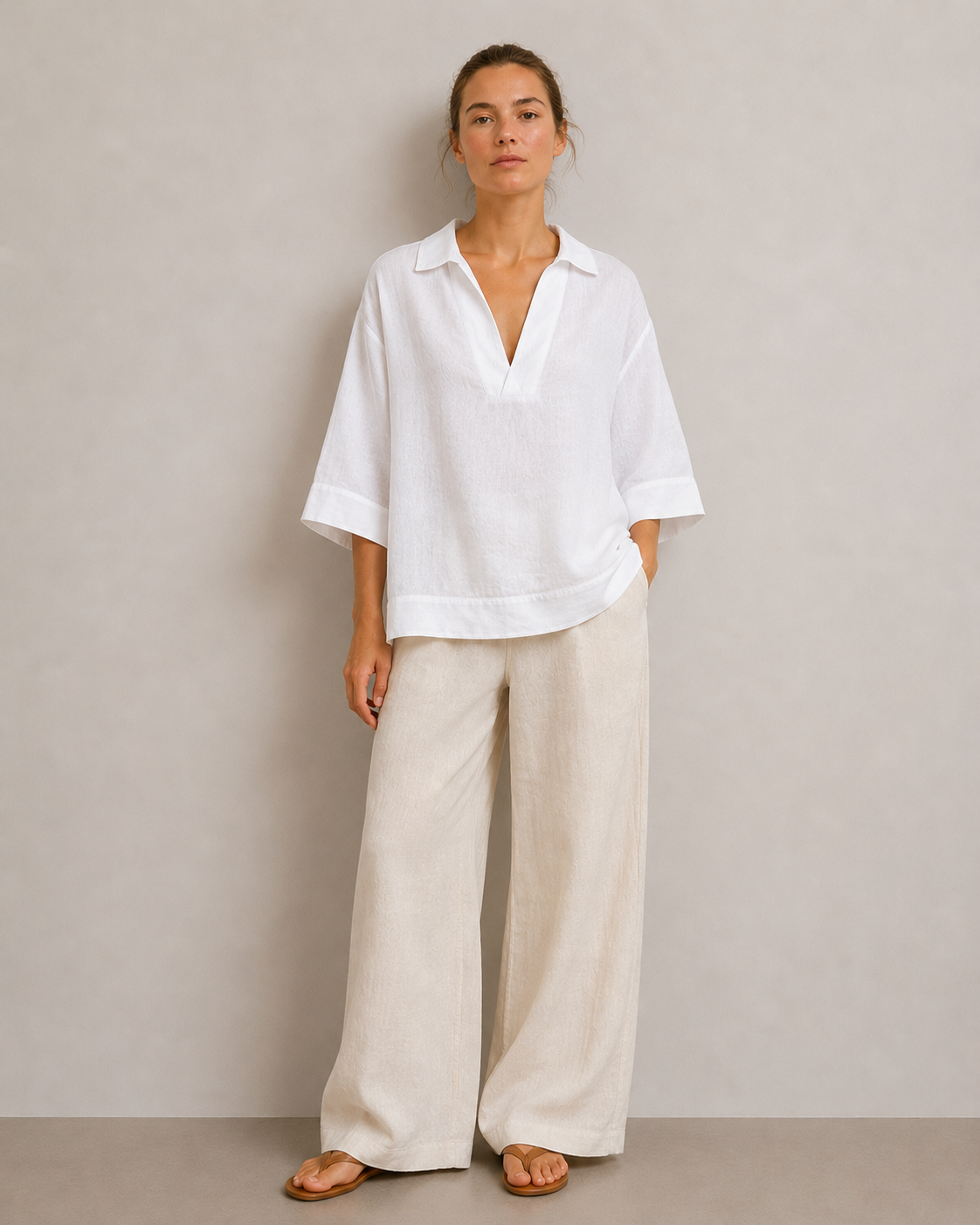BLUSA CUELLO CAMISERO LINO