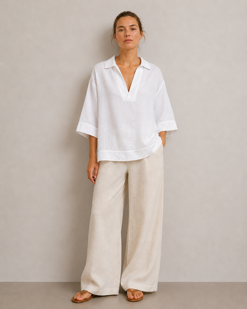 BLUSA CUELLO CAMISERO LINO
