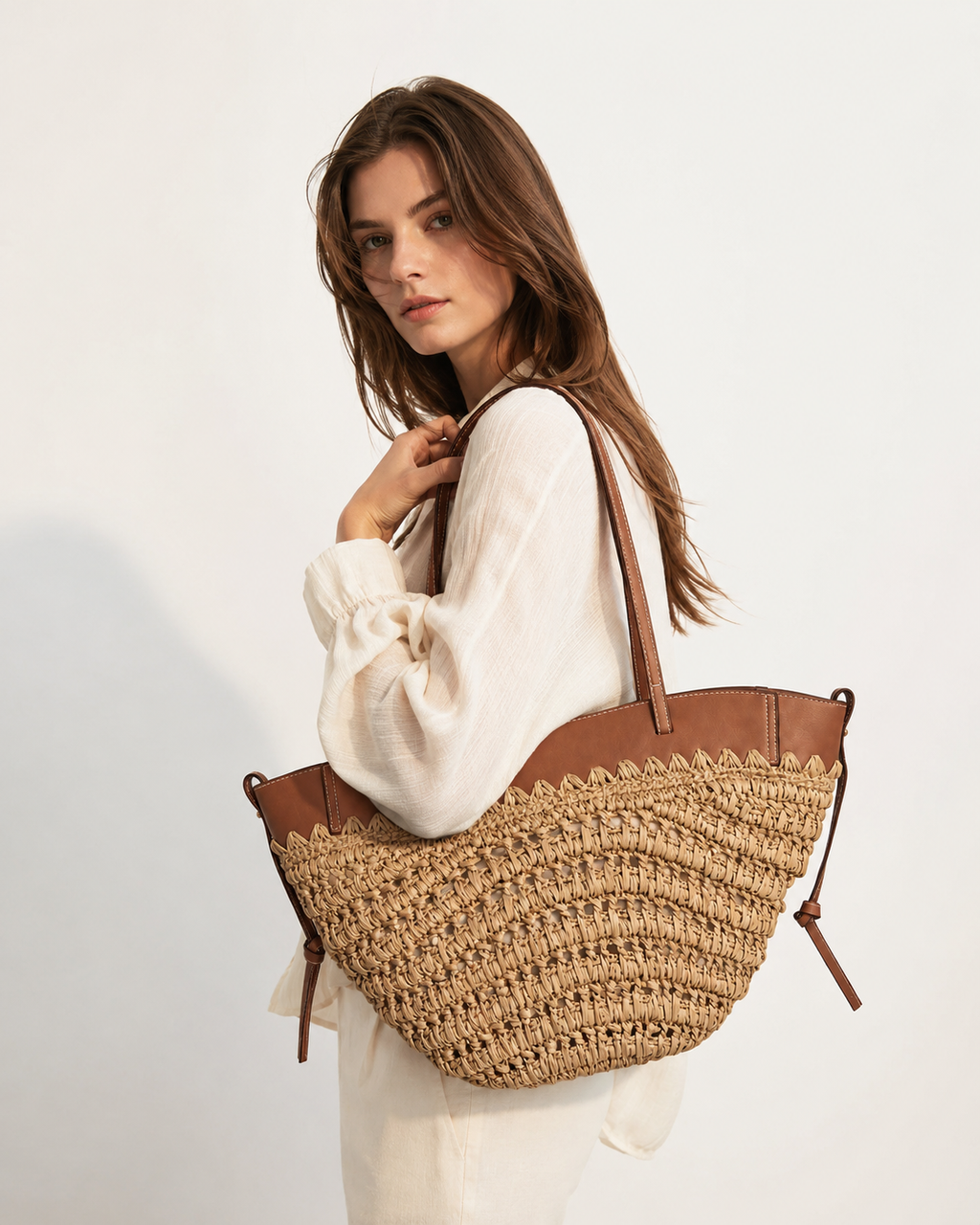 BOLSO SHOPPER TRENZADO COMBINADO