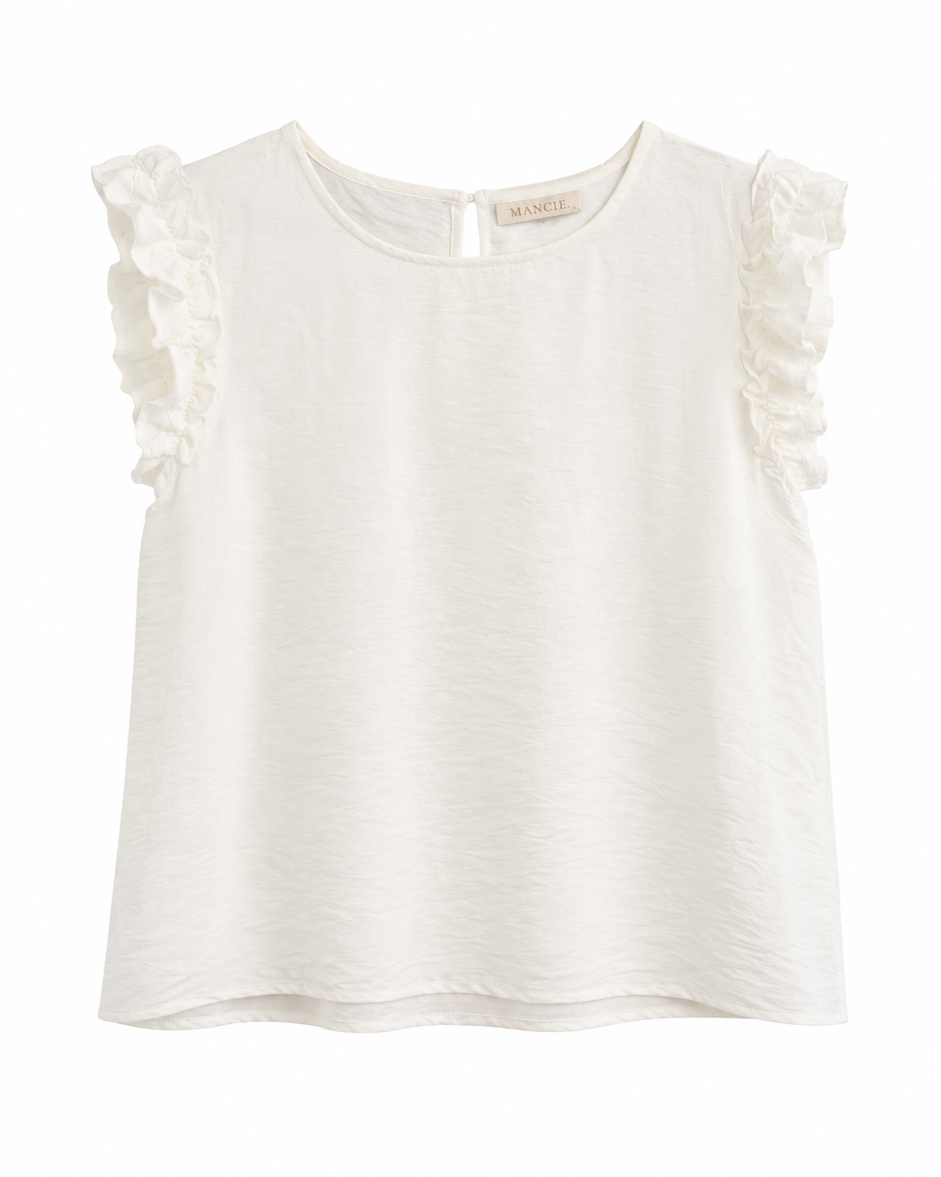 BLUSA SIN MANGAS VOLANTE
