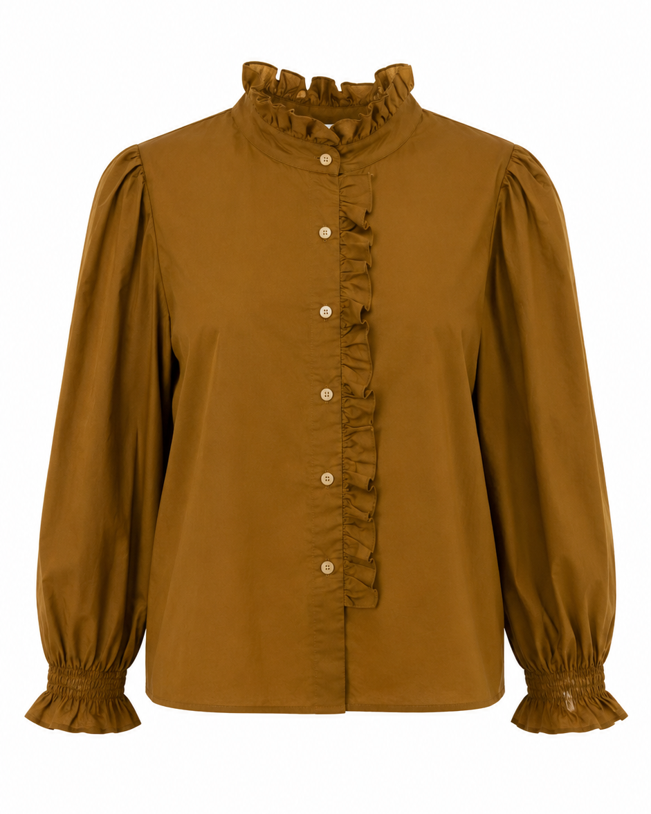 CAMISA ALGODÓN CUELLO FRUNCIDO
