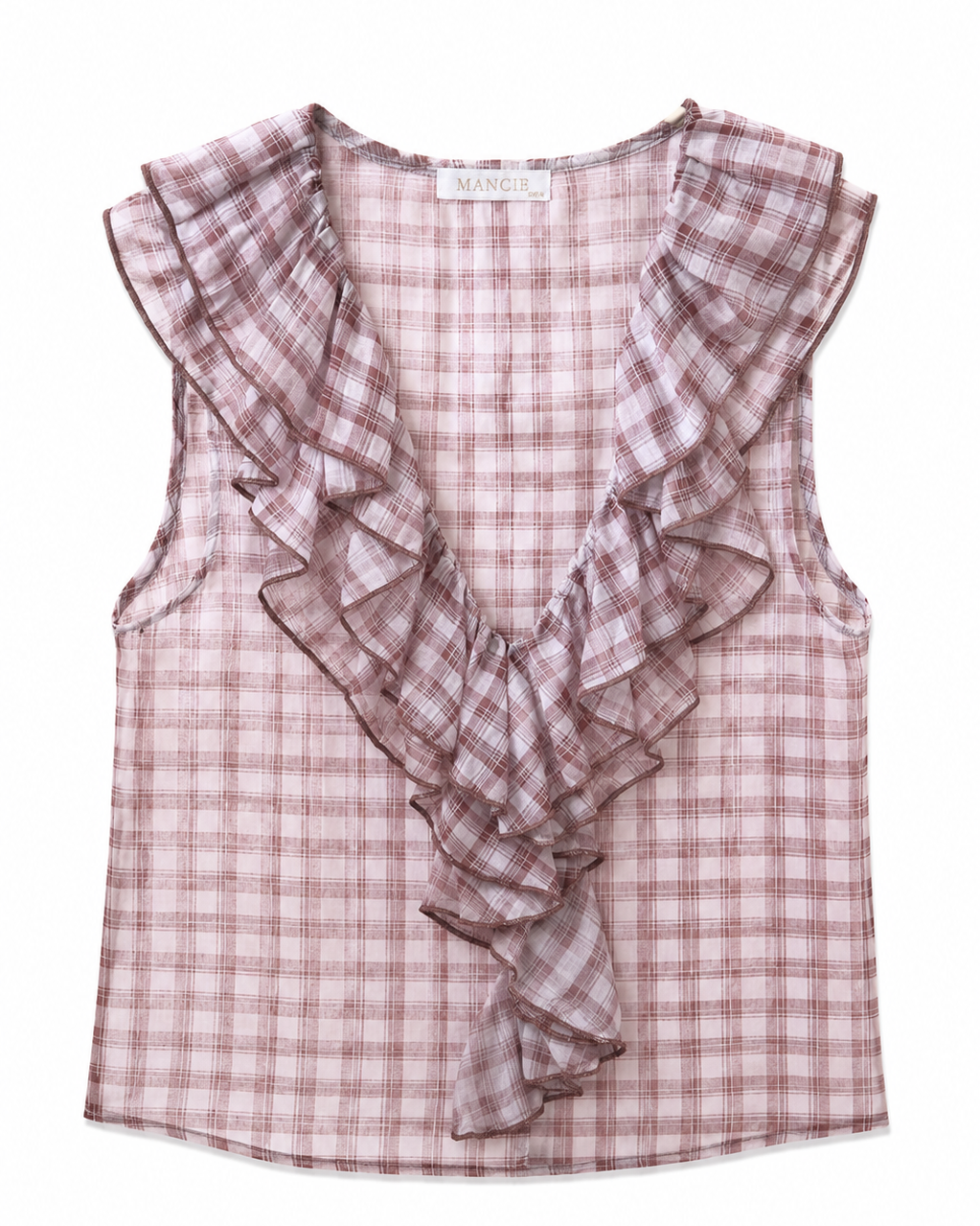 BLUSA VOLANTE ESTMPADO CUADROS