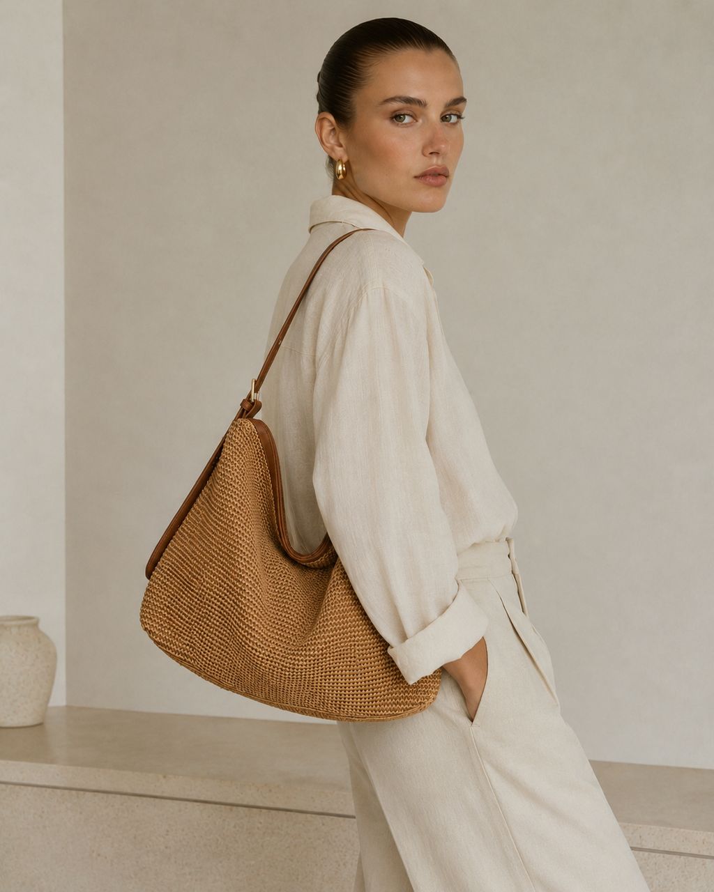 BOLSO HOBO RAFIA OSCURO