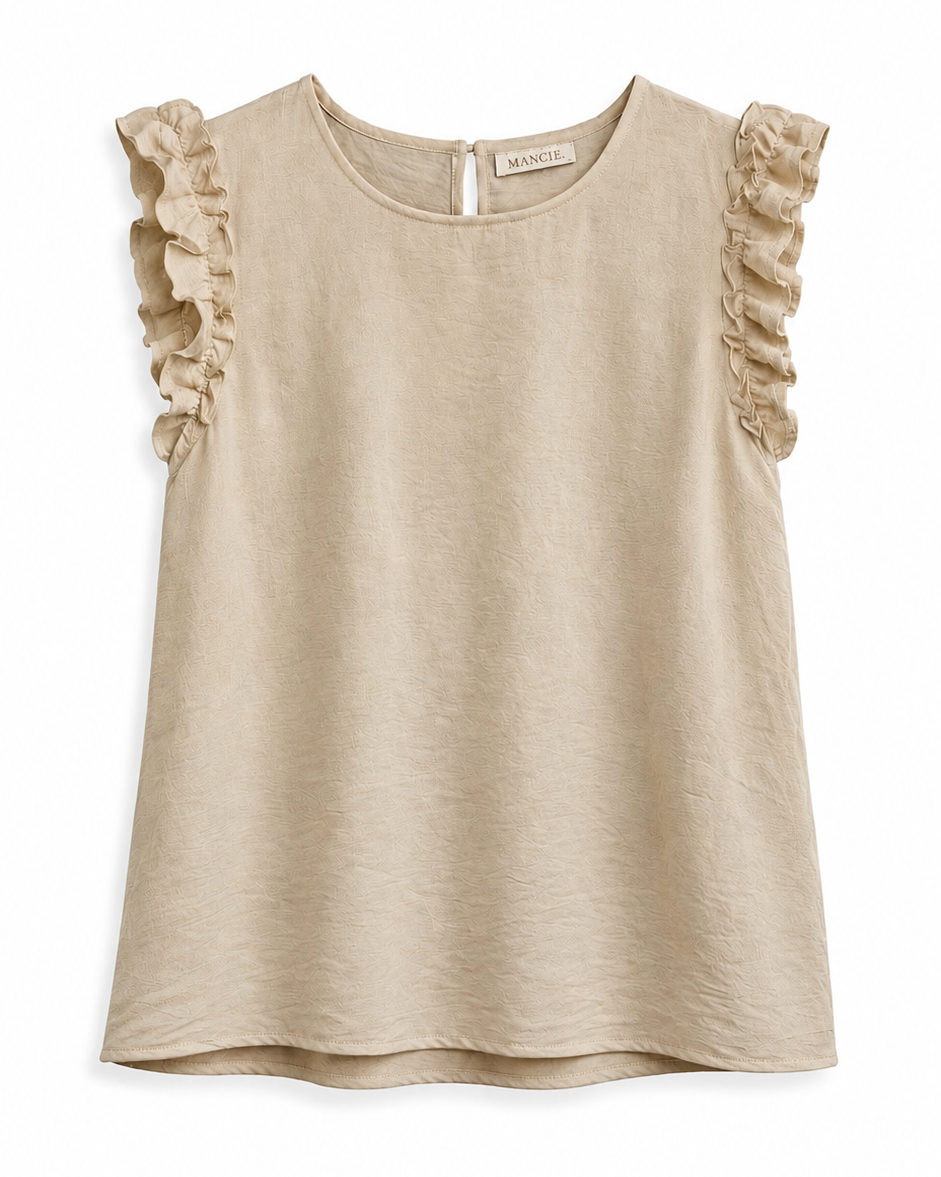 BLUSA SIN MANGAS VOLANTE