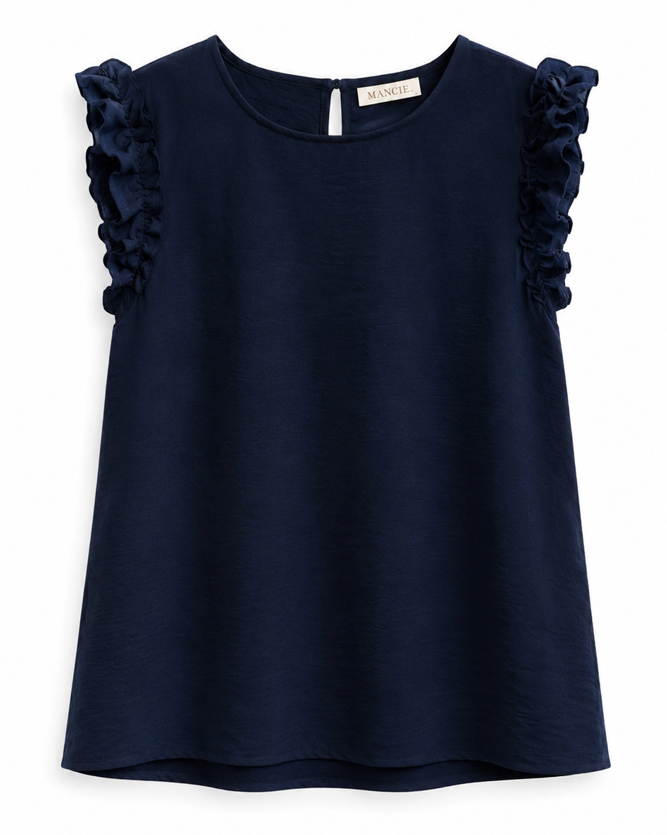 BLUSA SIN MANGAS VOLANTE