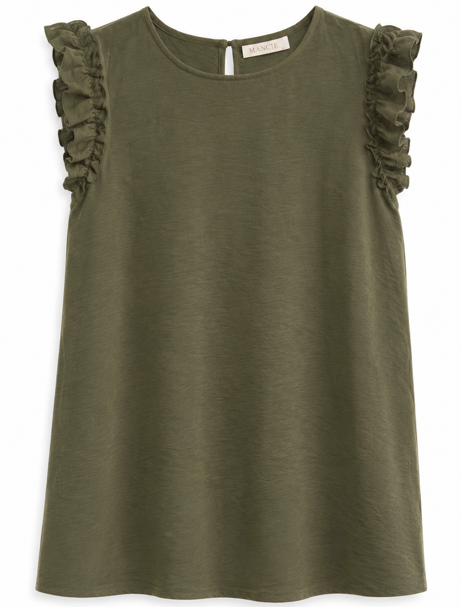BLUSA SIN MANGAS VOLANTE