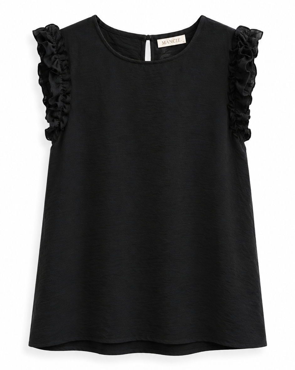 BLUSA SIN MANGAS VOLANTE