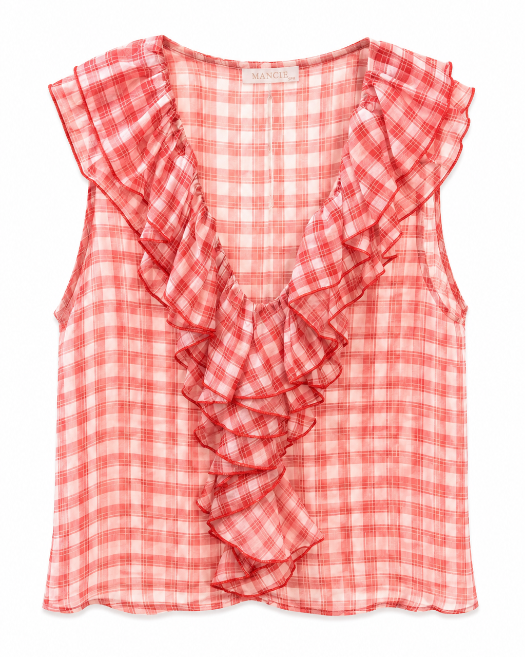 BLUSA VOLANTE ESTMPADO CUADROS