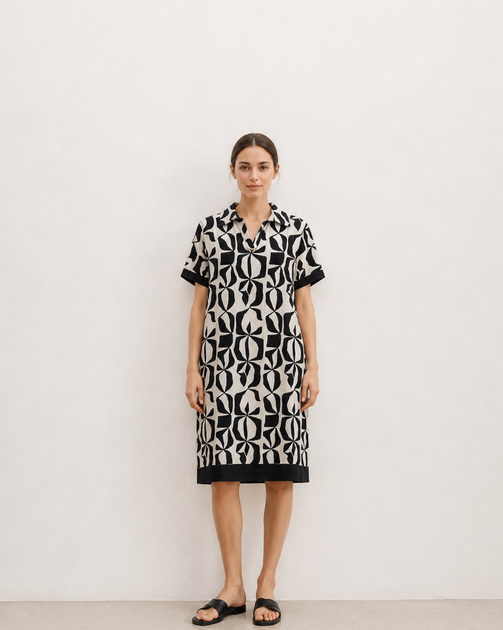 VESTIDO CUELLO CAMISERO ESTAMPADO