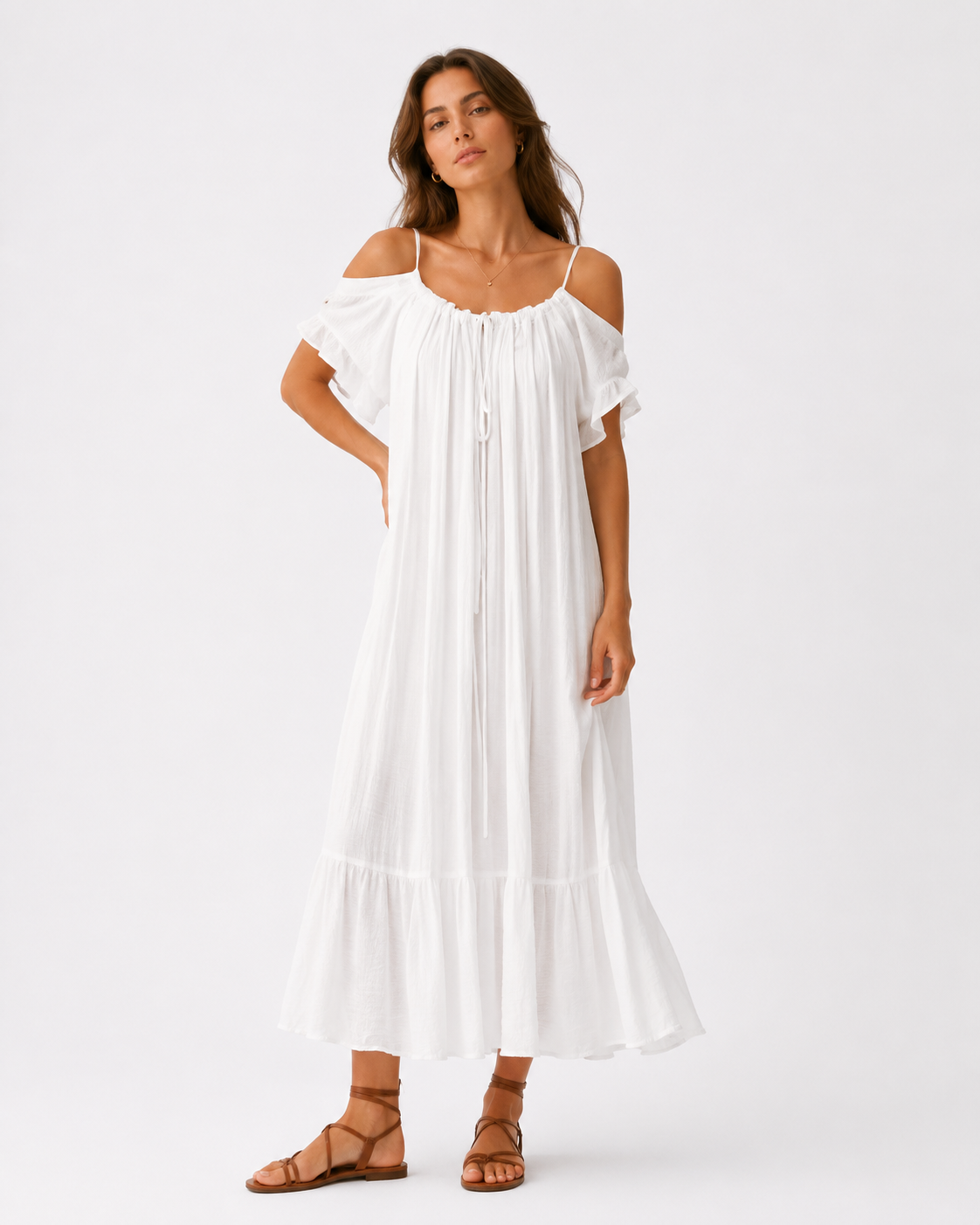 VESTIDO MIDI FLUIDO CUT OUT