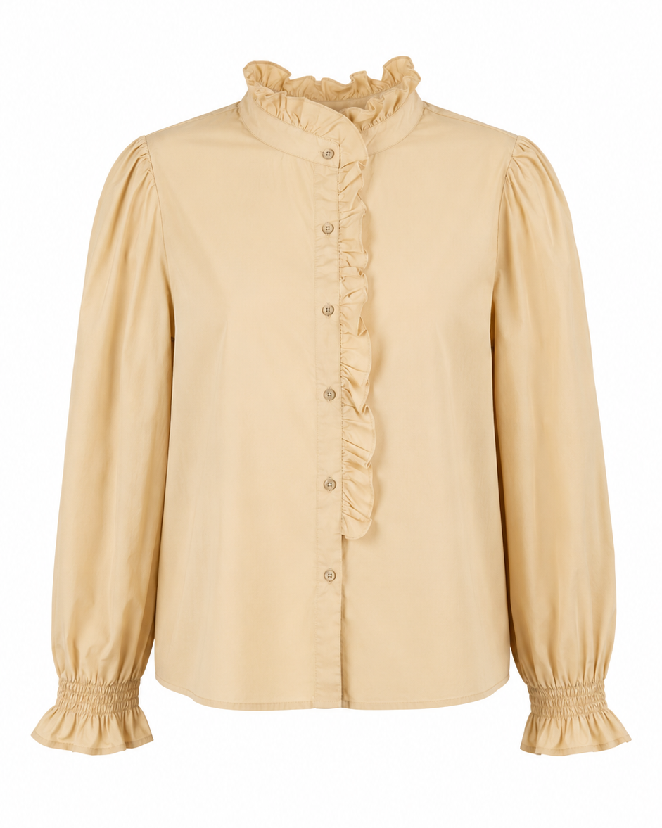 CAMISA ALGODÓN CUELLO FRUNCIDO
