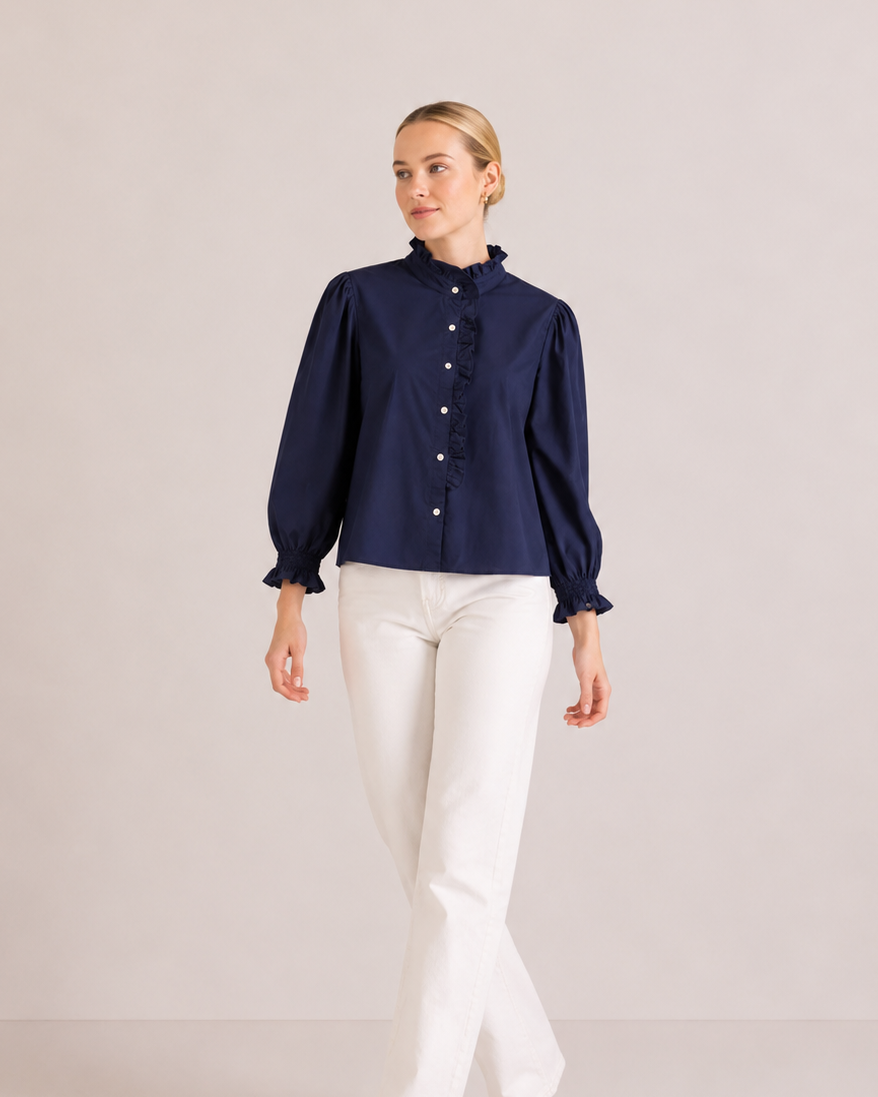 CAMISA ALGODÓN CUELLO FRUNCIDO