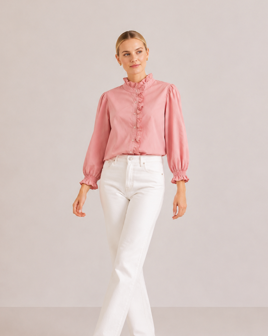 CAMISA ALGODÓN CUELLO FRUNCIDO
