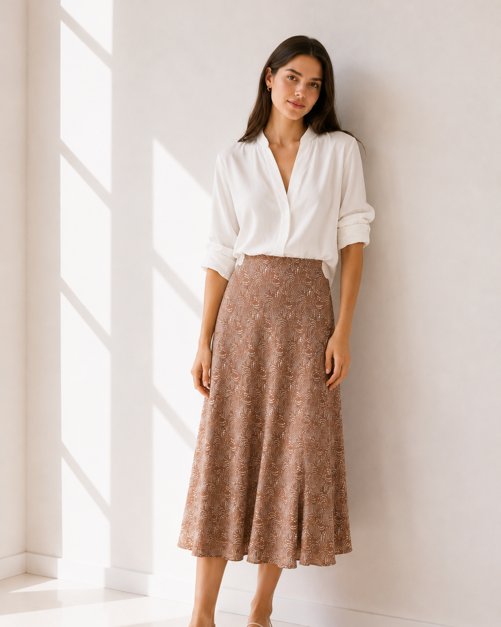 FALDA MIDI ESTAMPADA