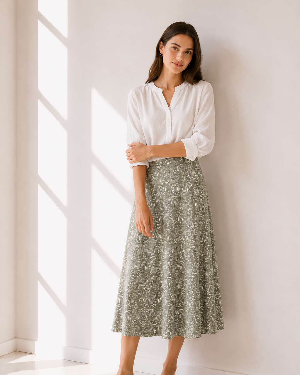 FALDA MIDI ESTAMPADA