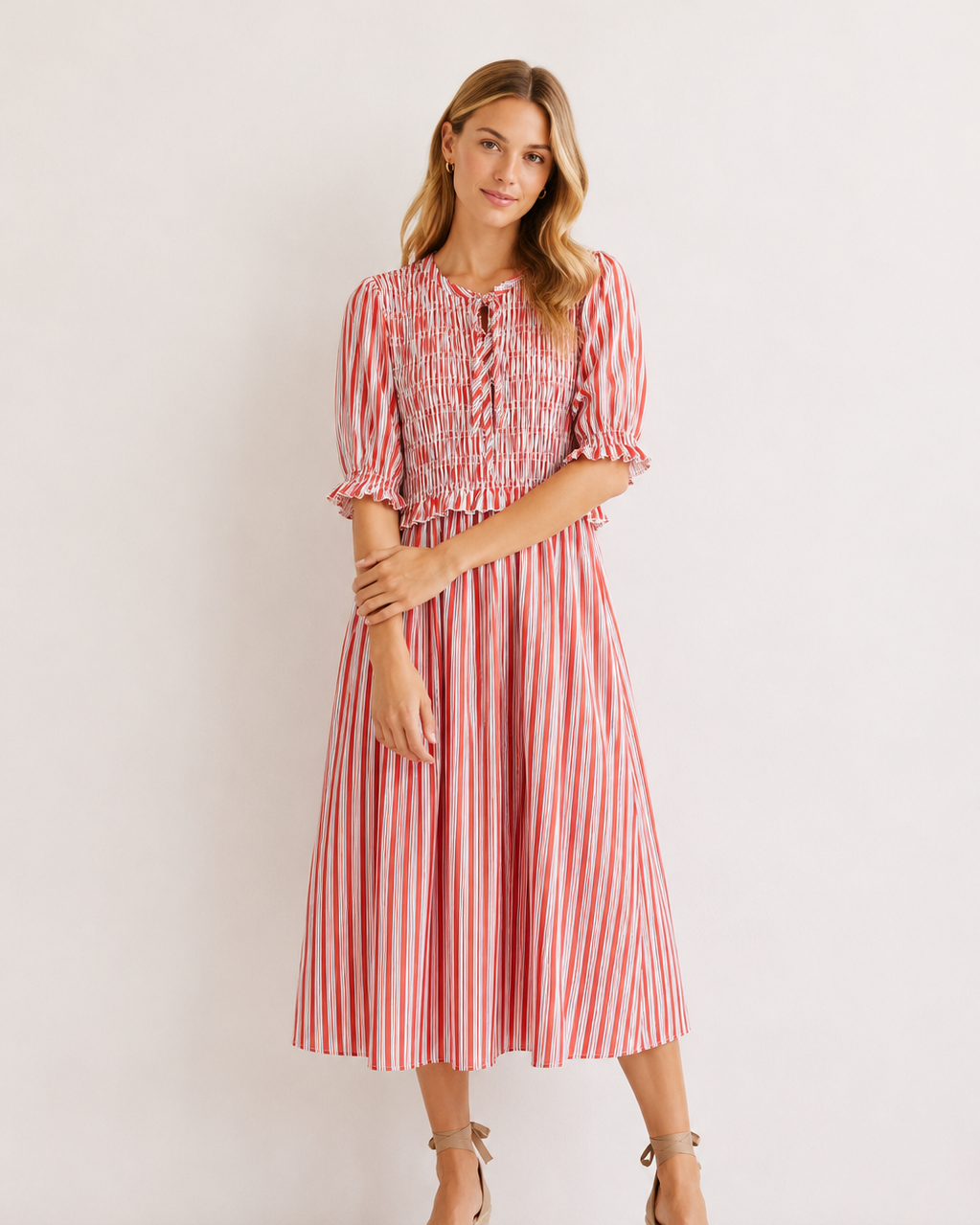 VESTIDO NIDO DE ABEJA RAYAS