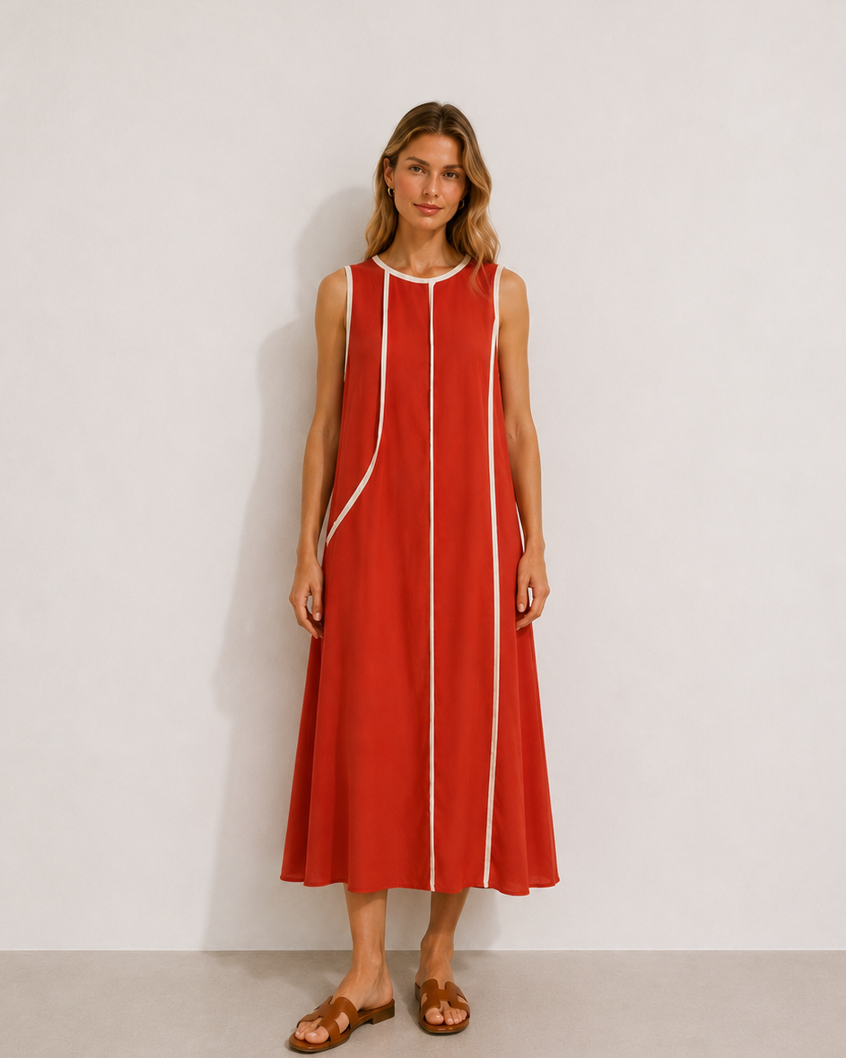 VESTIDO MIDI RAYAS ASIMÉTRICAS