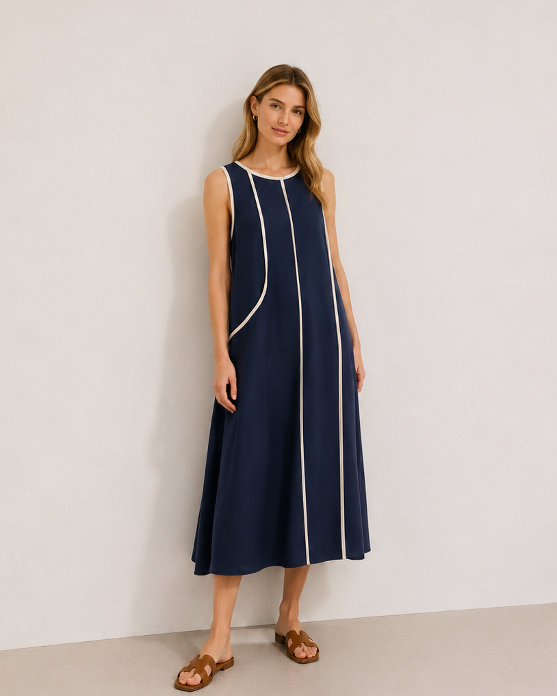 VESTIDO MIDI RAYAS ASIMÉTRICAS