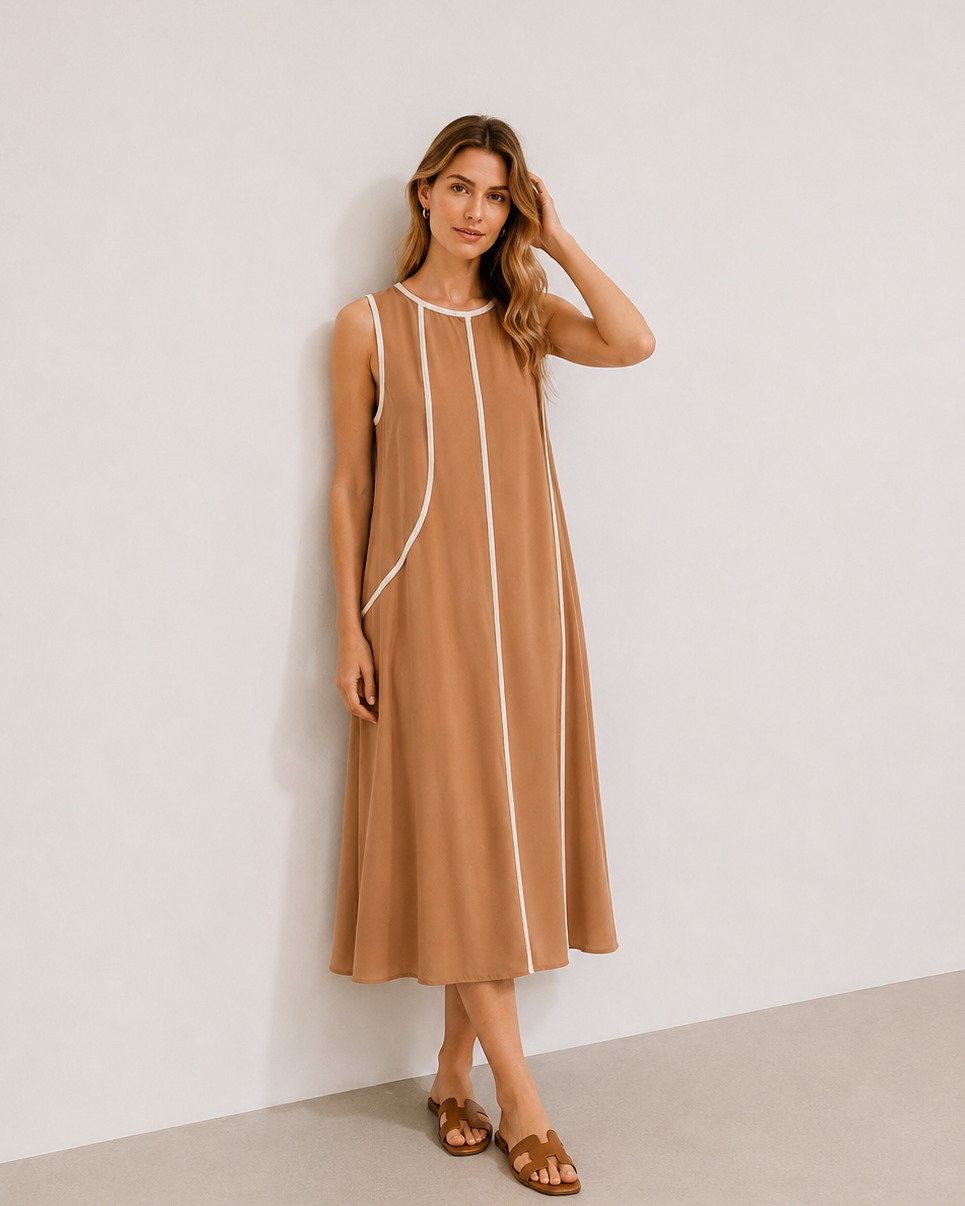 VESTIDO MIDI RAYAS ASIMÉTRICAS