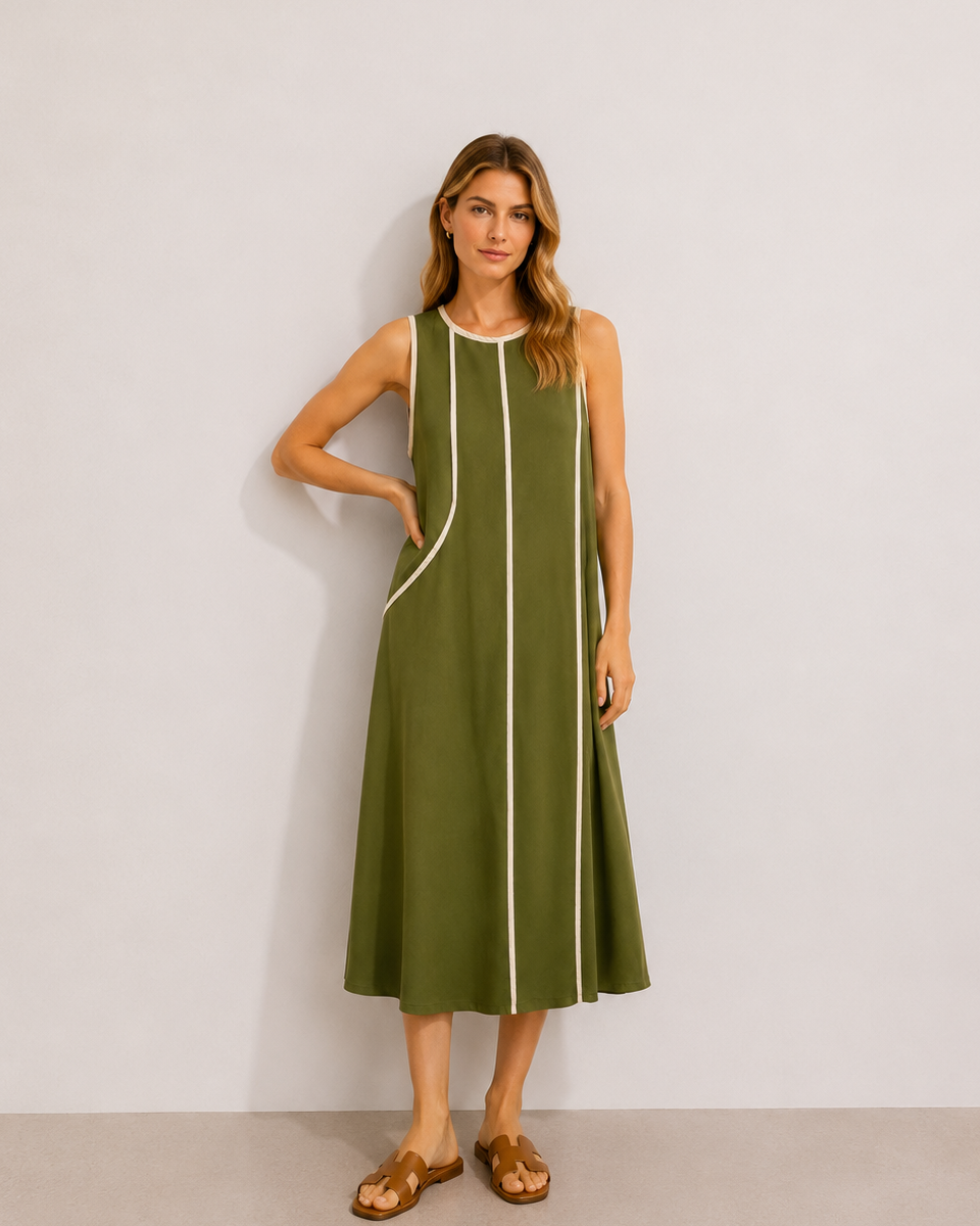VESTIDO MIDI RAYAS ASIMÉTRICAS