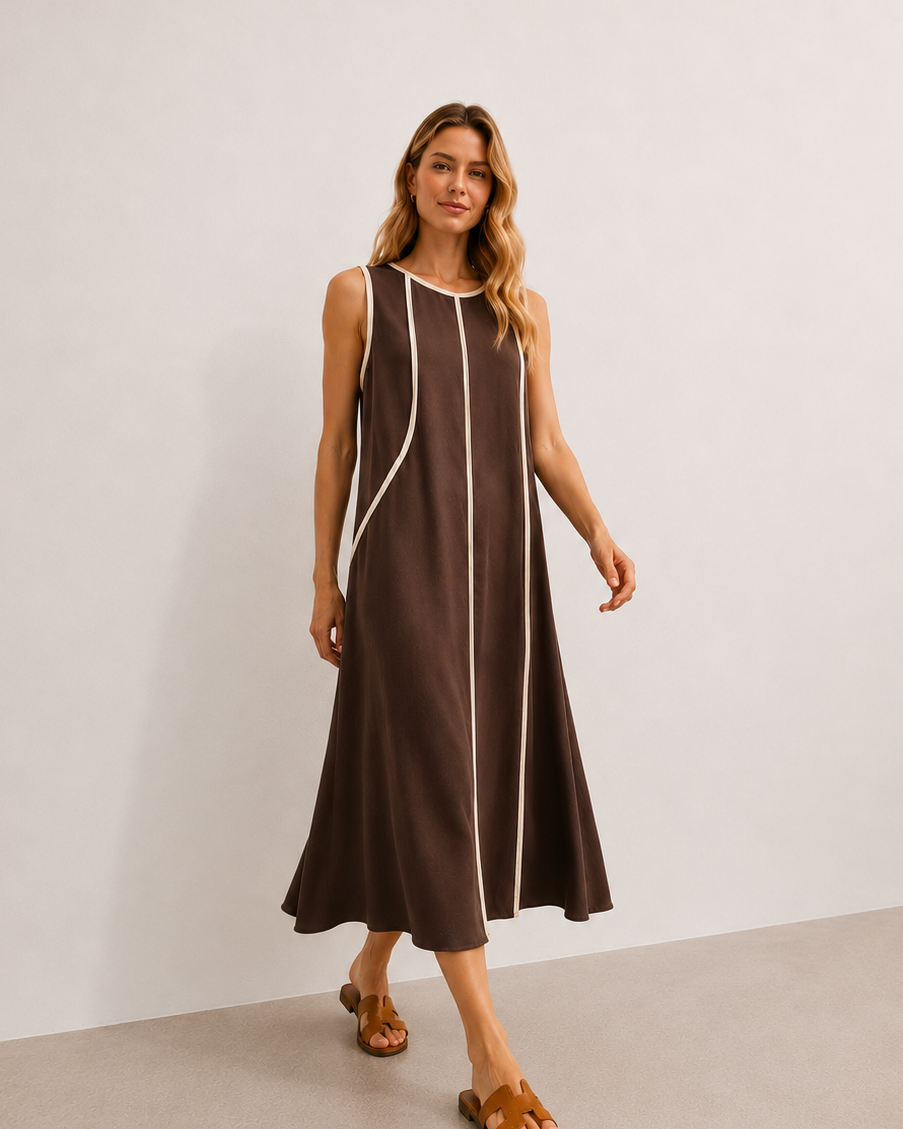 VESTIDO MIDI RAYAS ASIMÉTRICAS