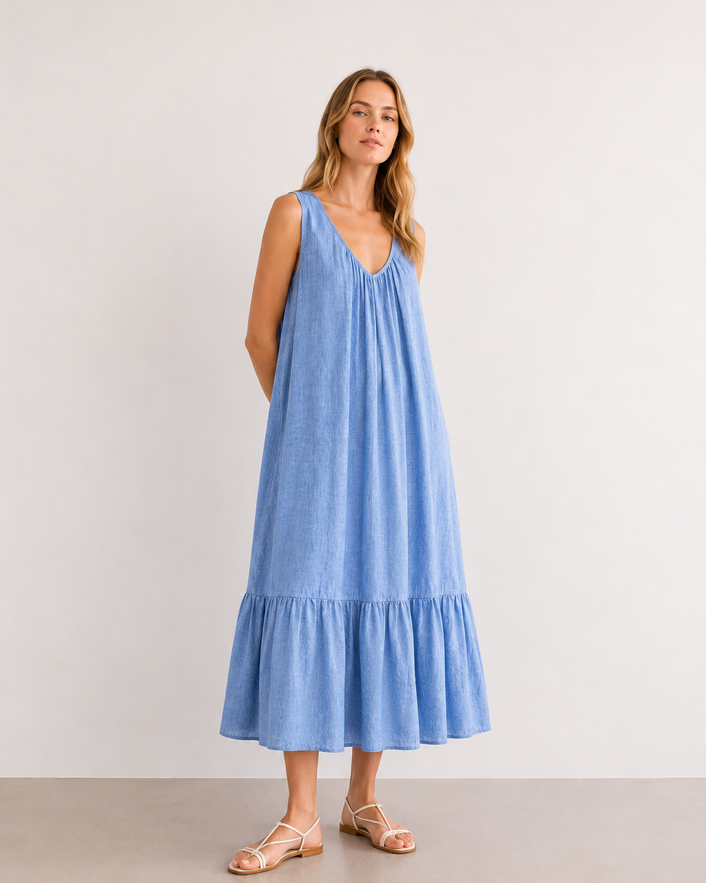 VESTIDO LARGO VOLANTE