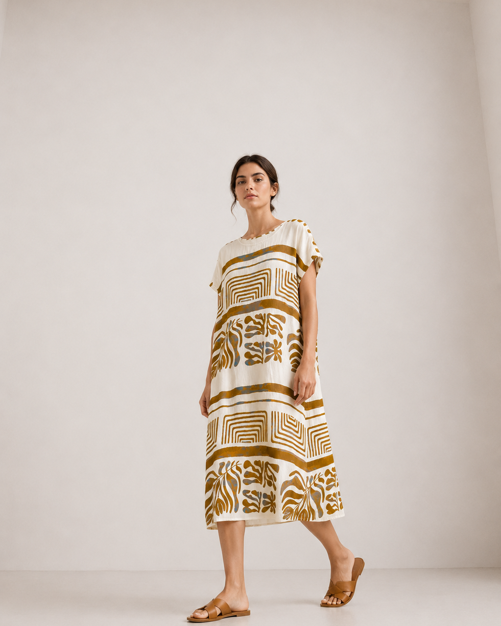 VESTIDO MIDI CUELLO REDONDO