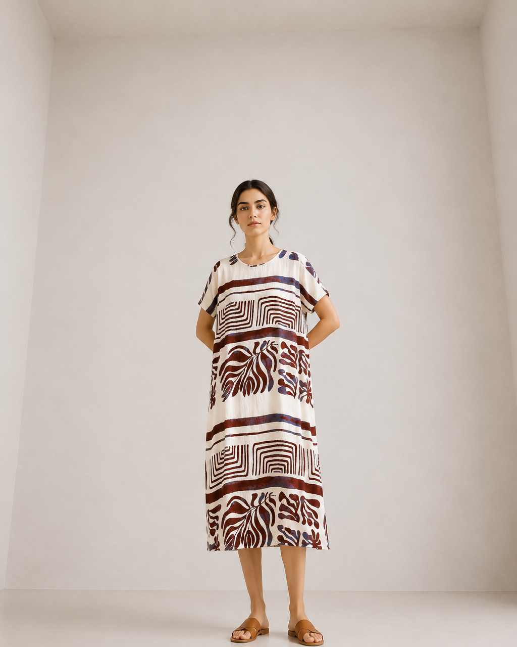 VESTIDO MIDI CUELLO REDONDO