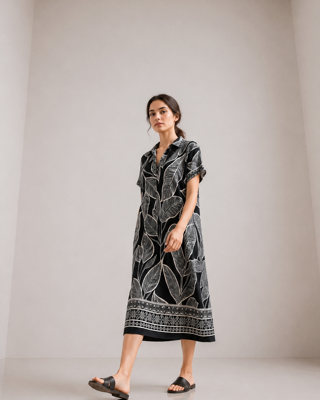 VESTIDO MAXI CUELLO CAMISERO
