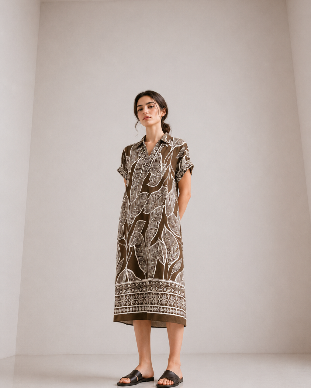 VESTIDO MAXI CUELLO CAMISERO