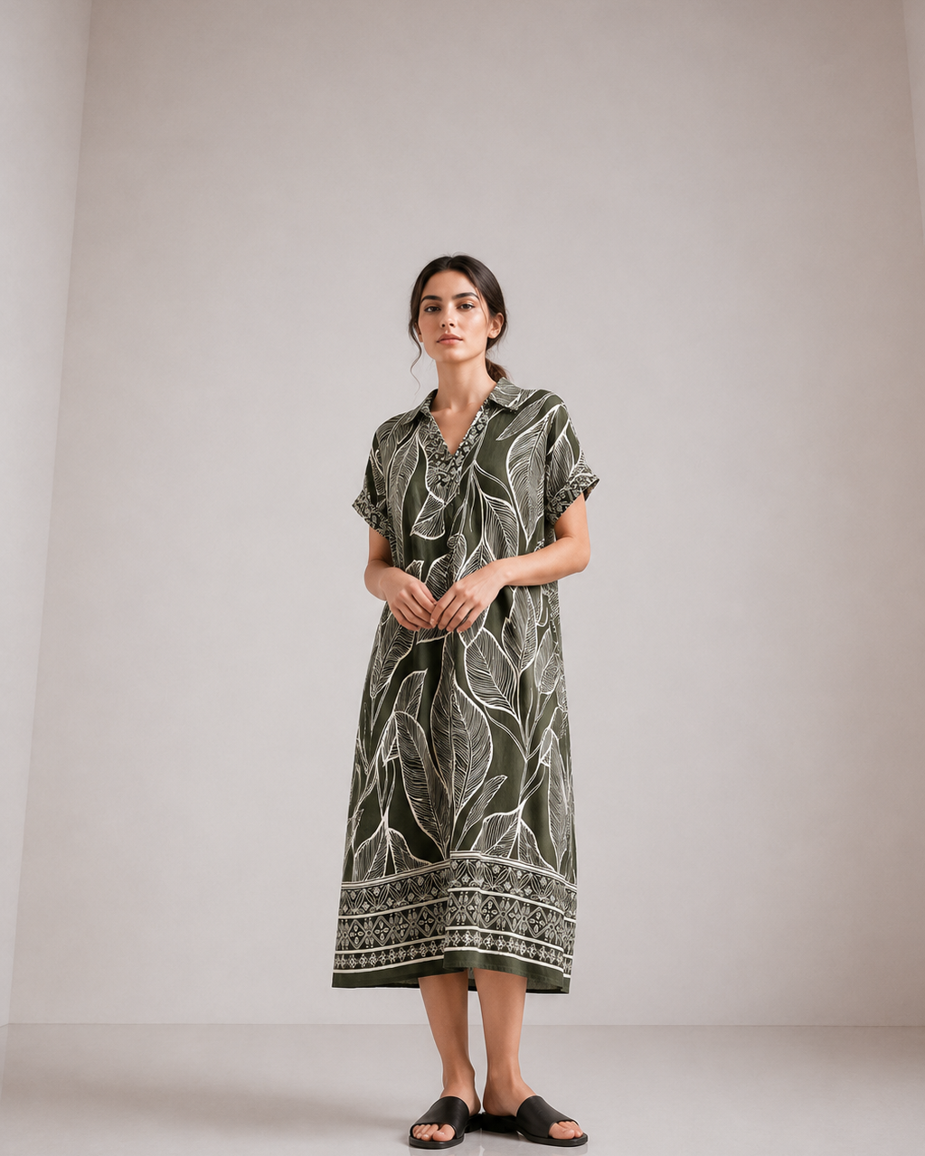 VESTIDO MAXI CUELLO CAMISERO