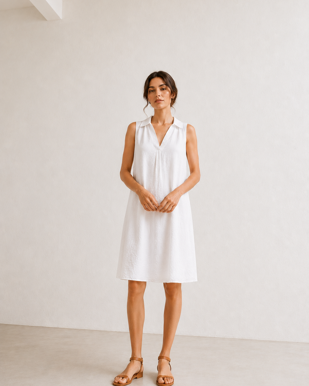 VESTIDO SIN MANGAS CUELLO CAMISERO