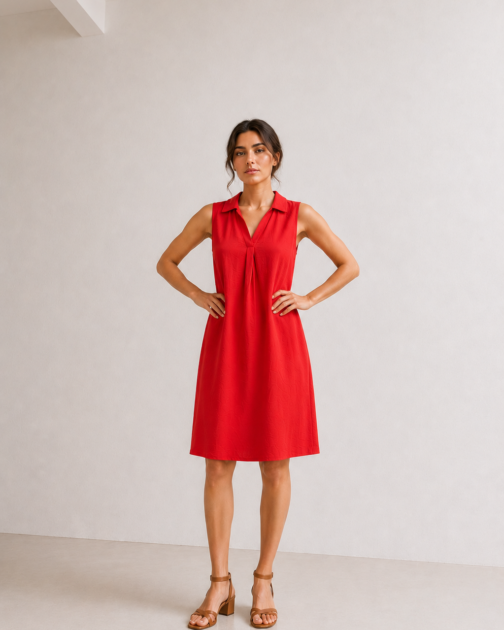 VESTIDO SIN MANGAS CUELLO CAMISERO