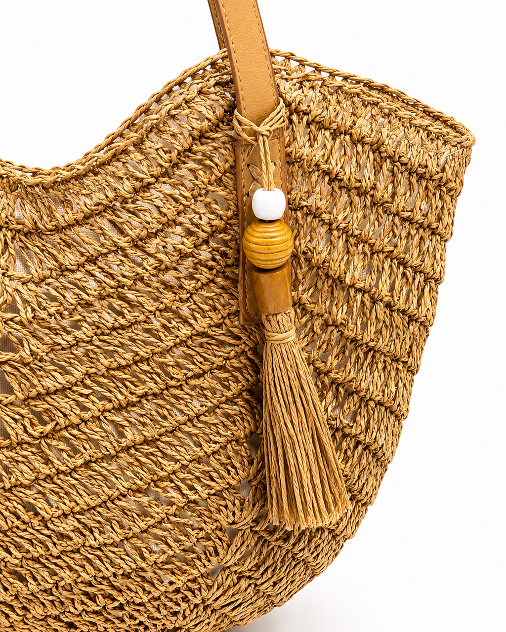 BOLSO SHOPPER RAFIA CON BORLA