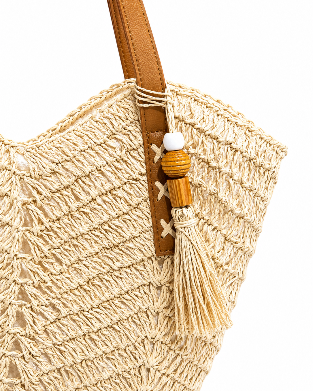 BOLSO SHOPPER RAFIA CON BORLA