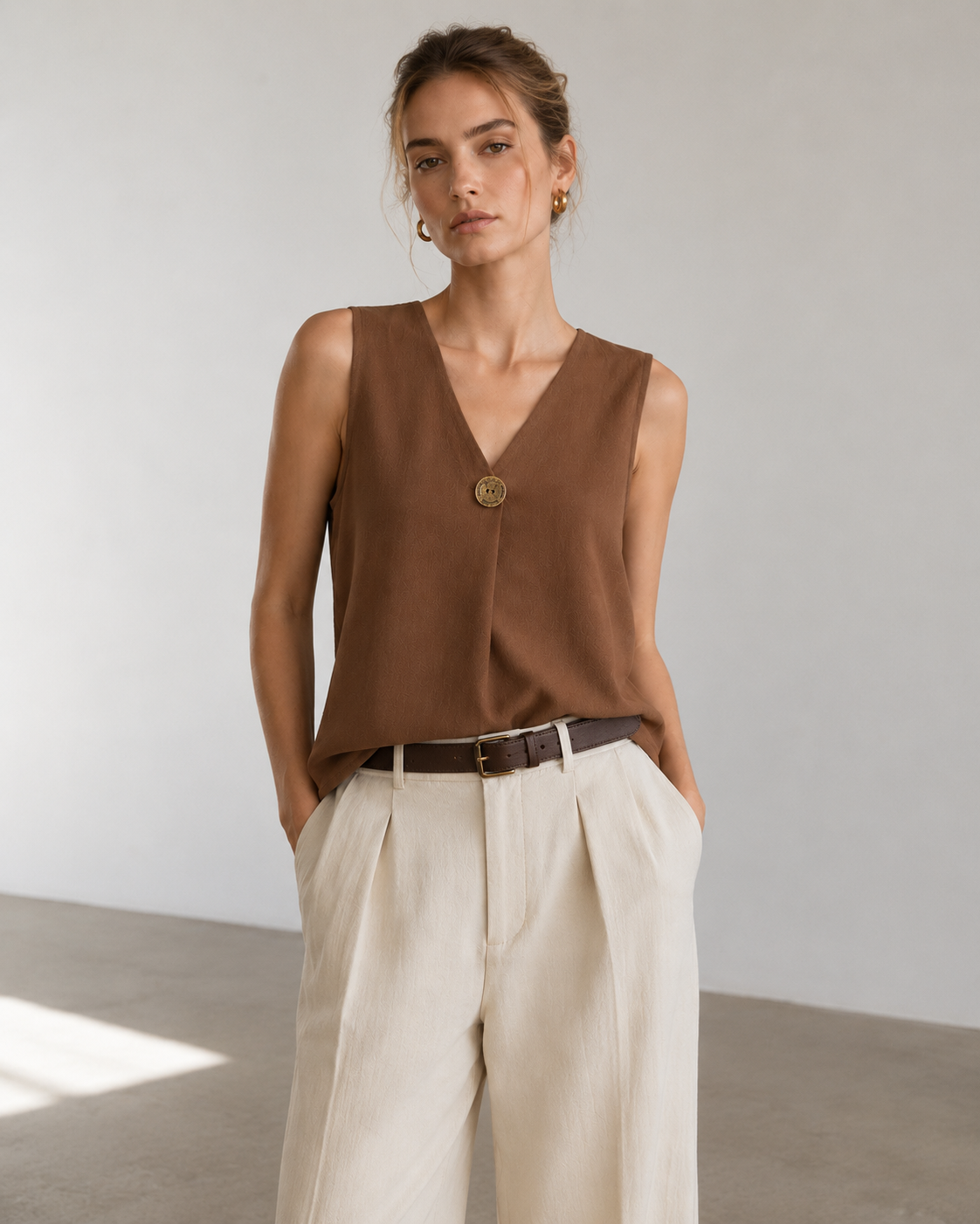 BLUSA SIN MANGAS BOTÓN