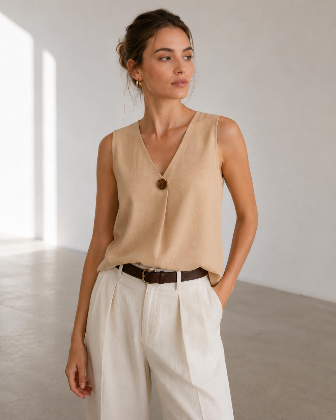 BLUSA SIN MANGAS BOTÓN