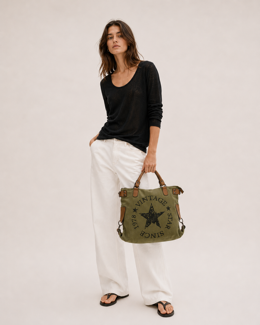 BOLSO SHOPPER VINTAGE VERDE