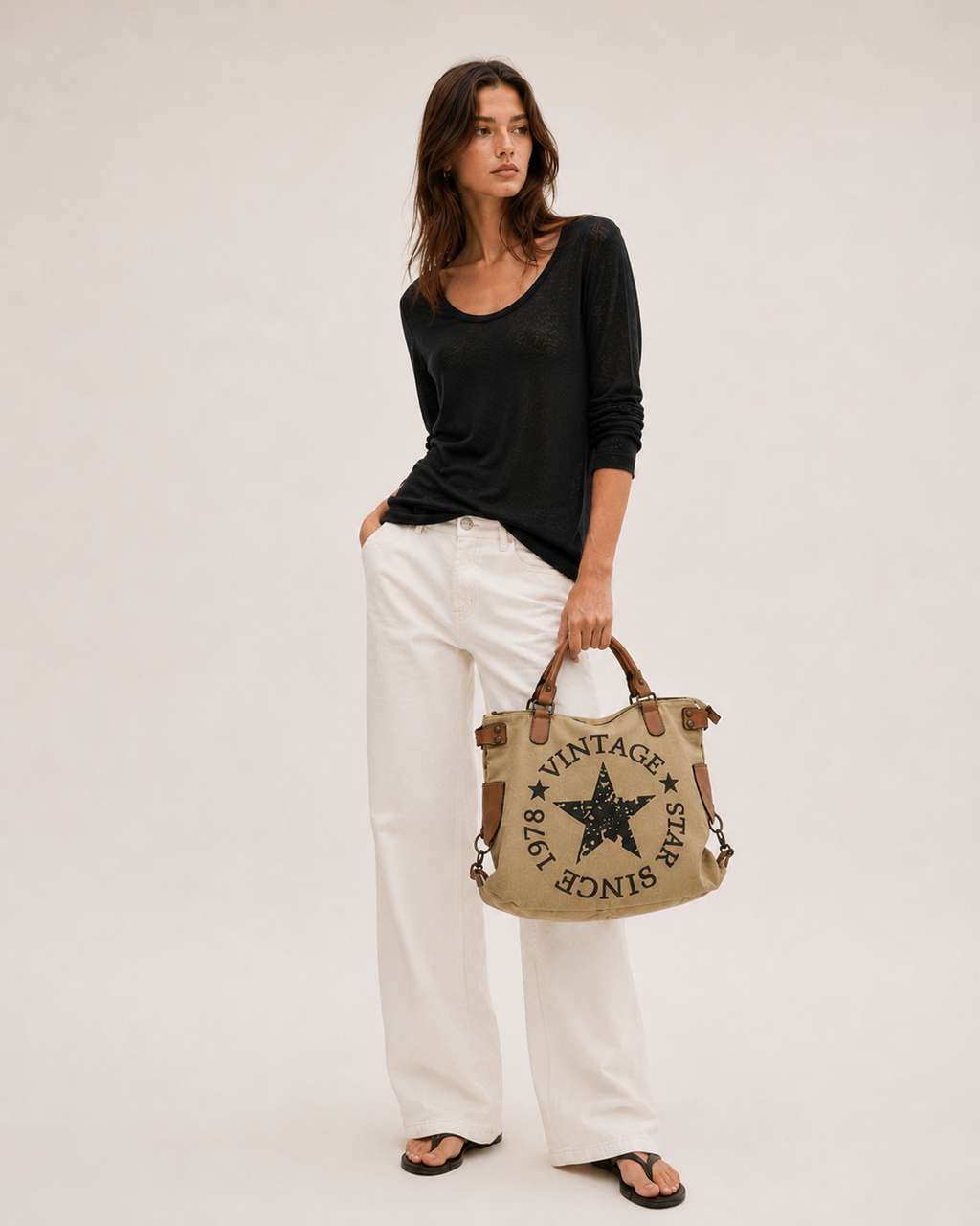 BOLSO SHOPPER VINTAGE BEIGE