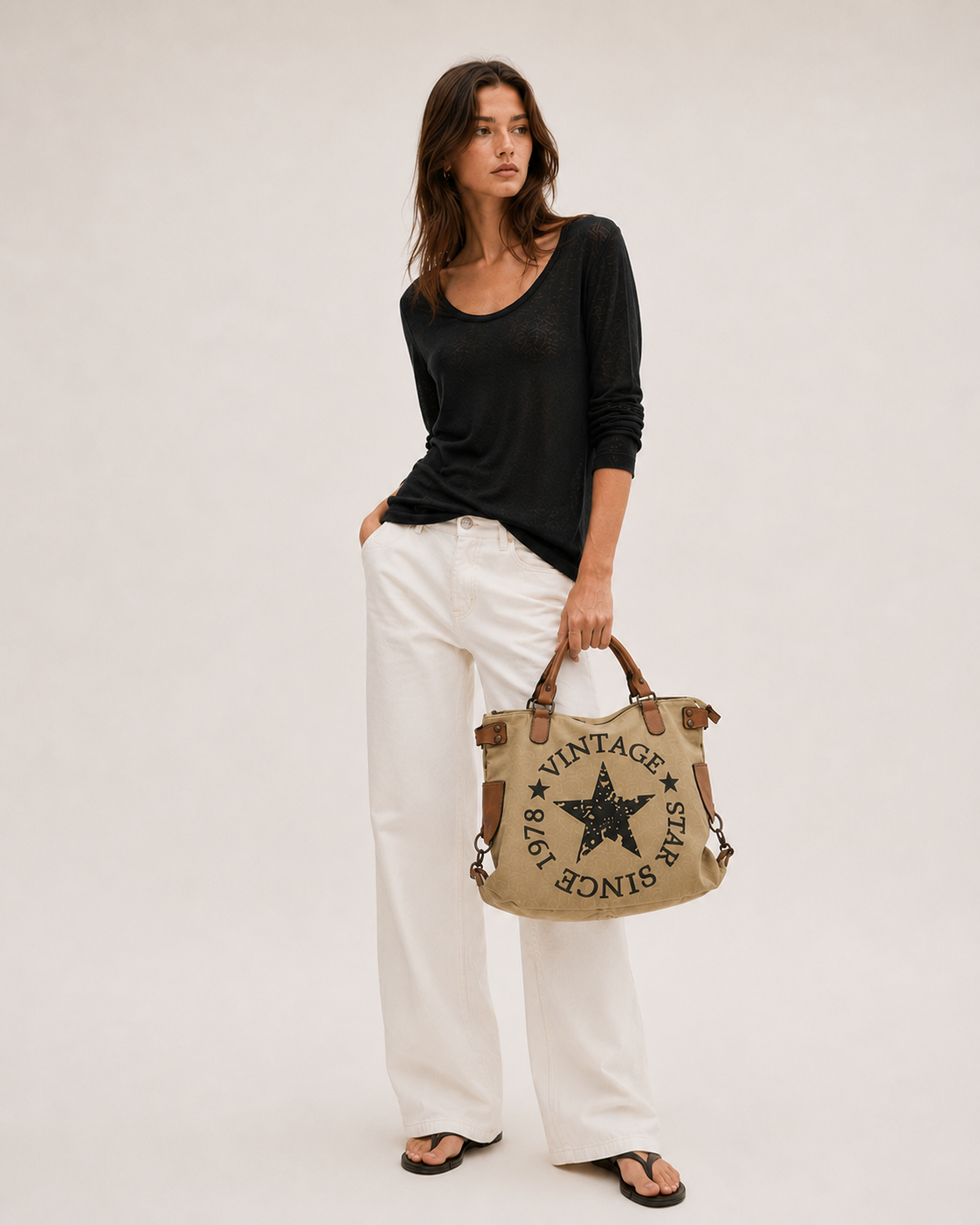 BOLSO SHOPPER VINTAGE BEIGE