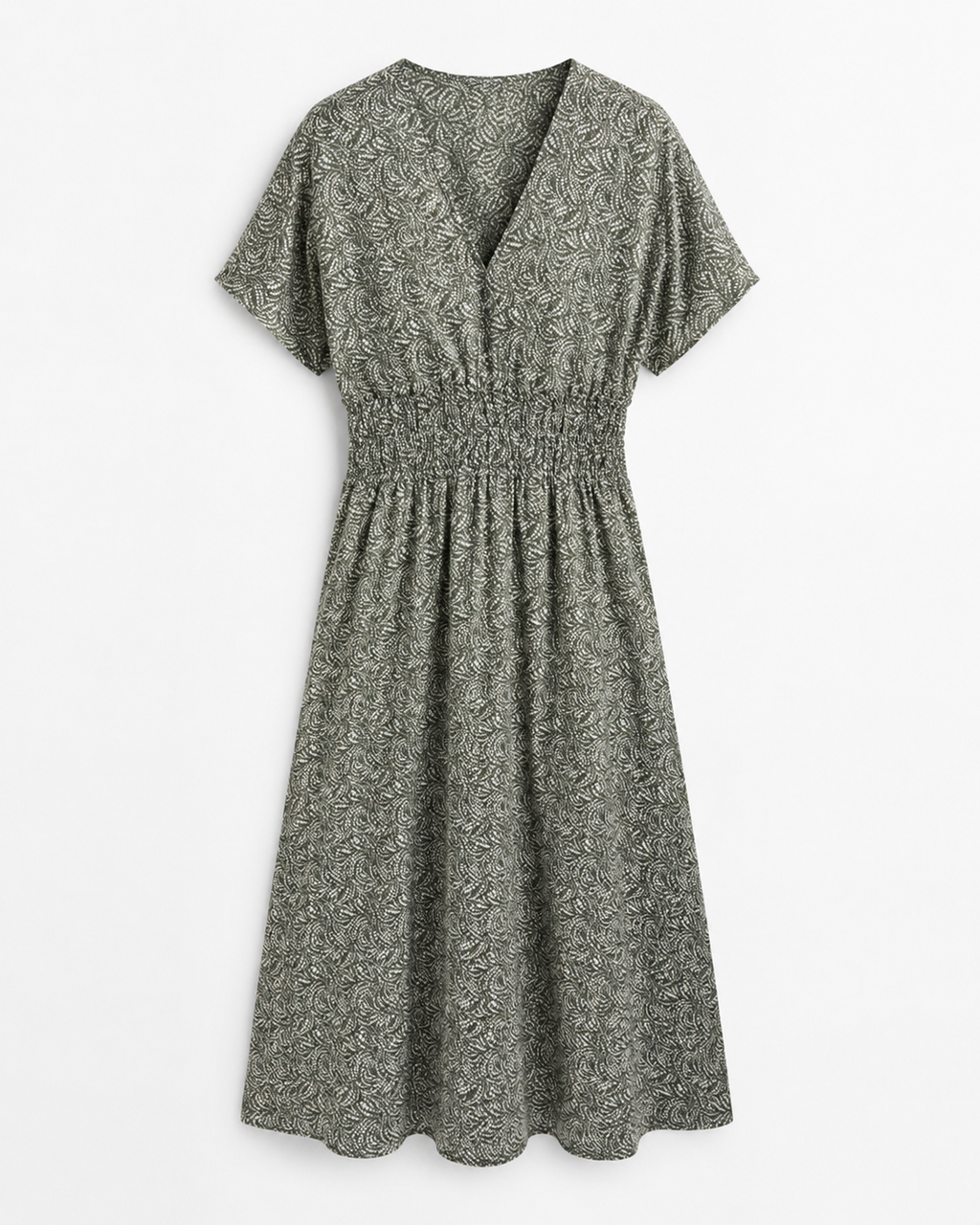 VESTIDO MIDI FRUNCIDO ESTAMPADO
