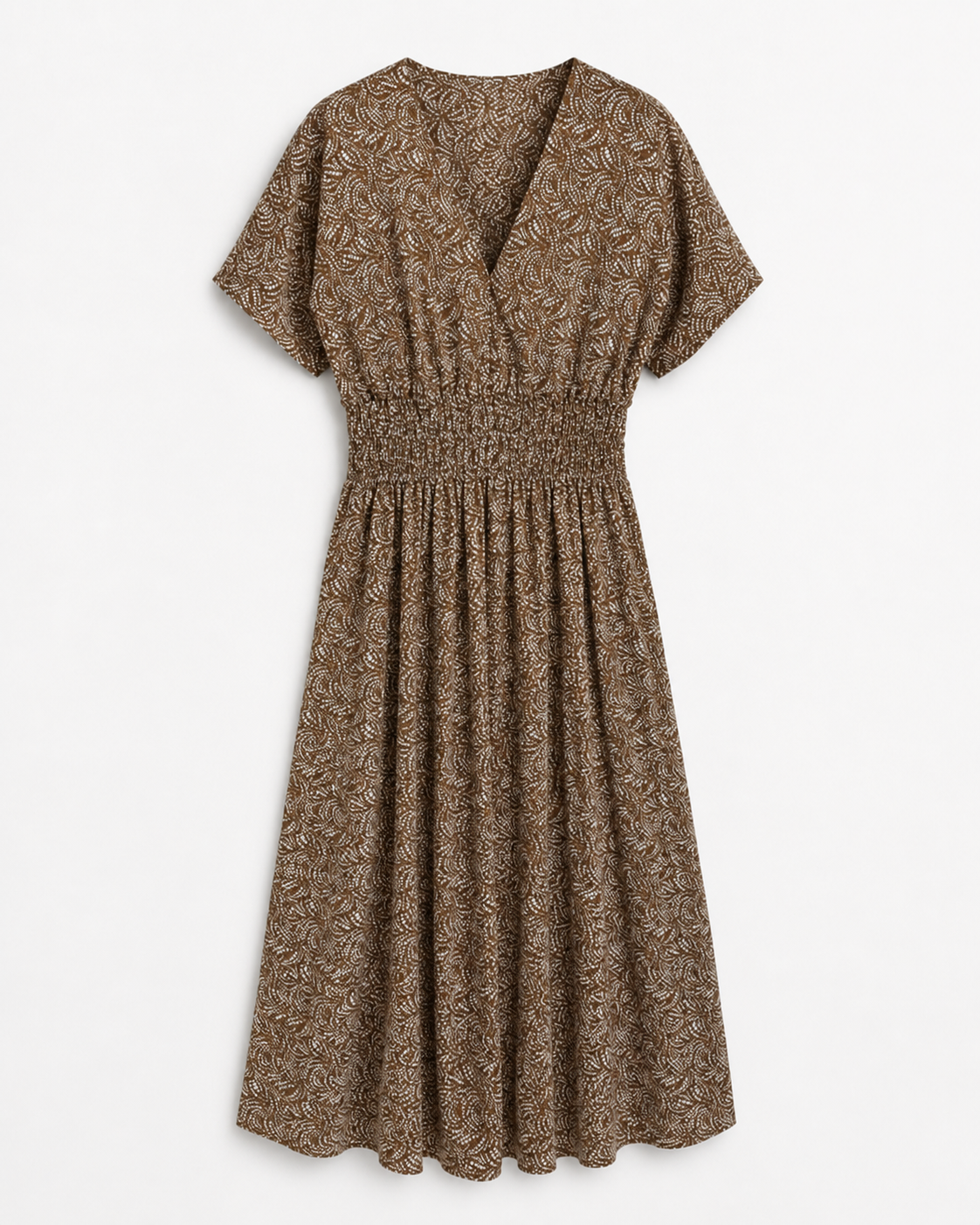 VESTIDO MIDI FRUNCIDO ESTAMPADO