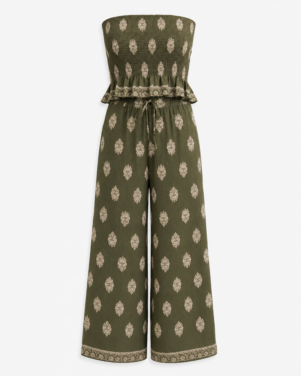 CONJUNTO TOP BANDEU Y PANTALÓN ESTAMPADO