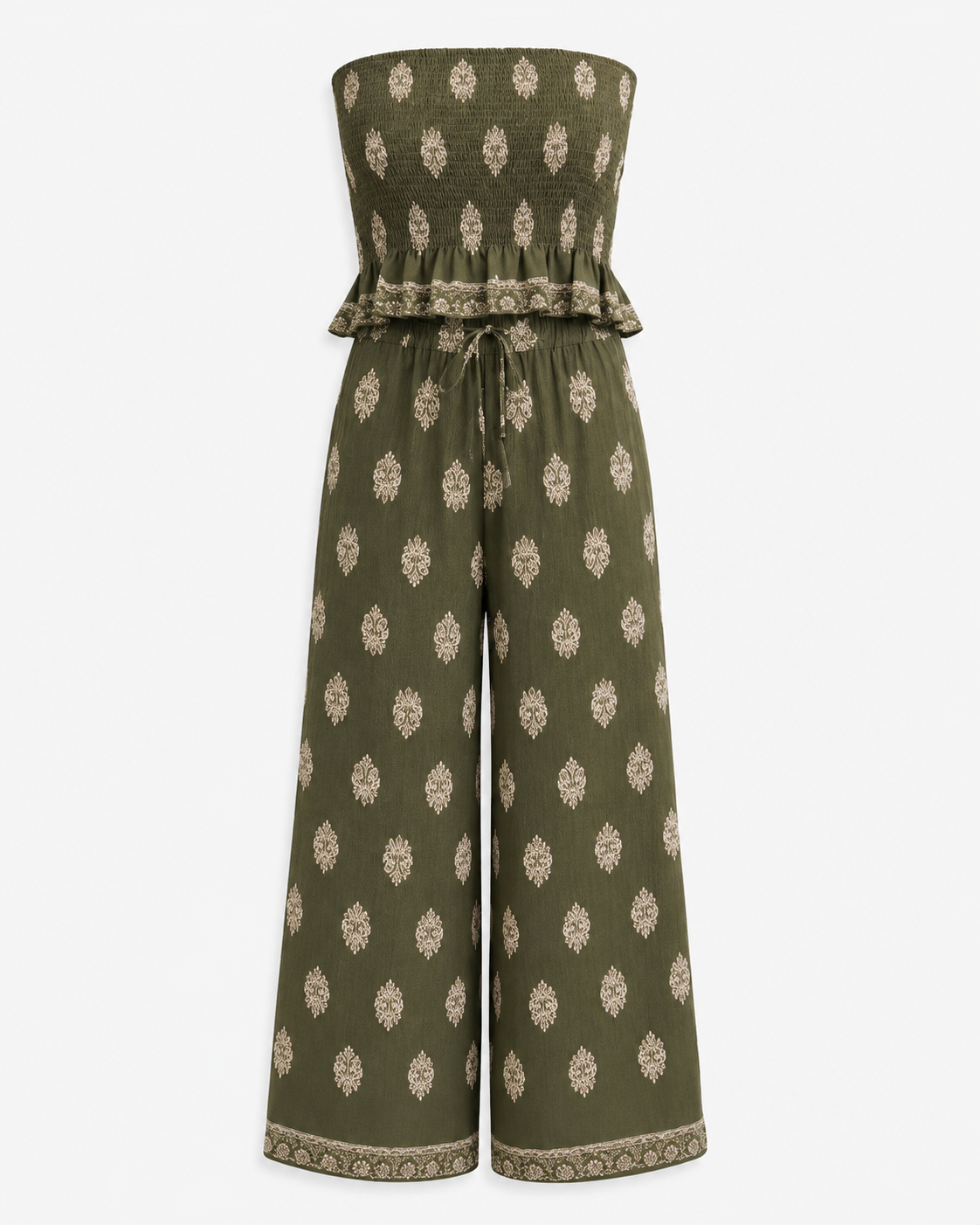 CONJUNTO TOP BANDEU Y PANTALÓN ESTAMPADO