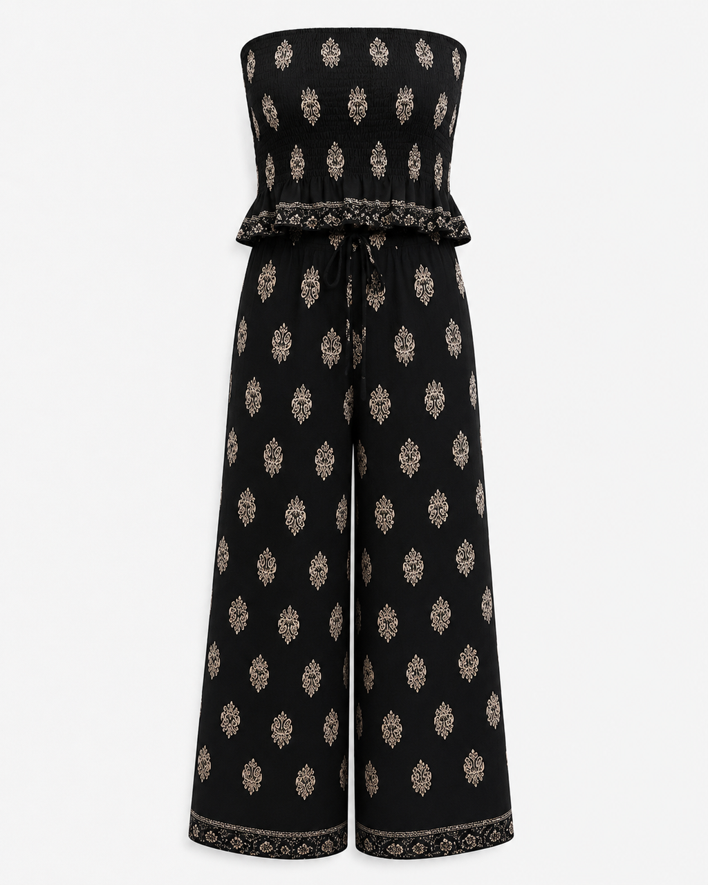 CONJUNTO TOP BANDEU Y PANTALÓN ESTAMPADO