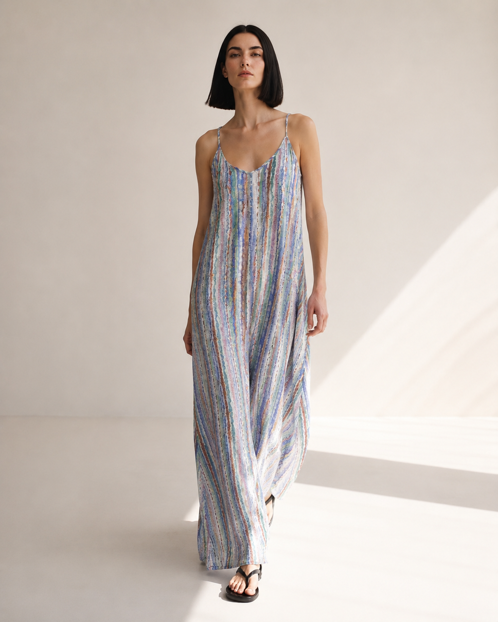 VESTIDO LARGO RAYAS MULTICOLOR